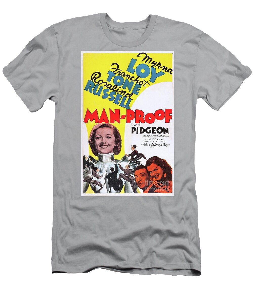 Myrna T-Shirt featuring the painting Classic Movie Poster - Man-Proof by Esoterica Art Agency