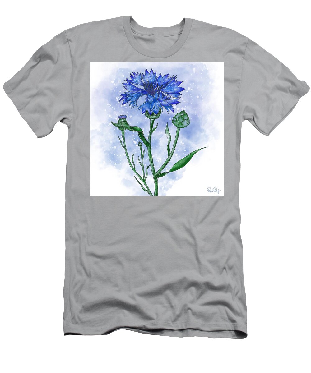 Cornflower T-Shirt featuring the painting Cornflower blue by Patricia Piotrak