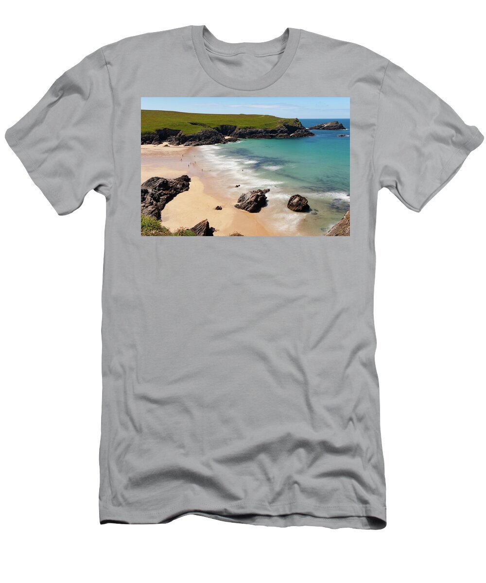 Cornwall T-Shirt featuring the photograph Cornish Cove by Helen Jackson
