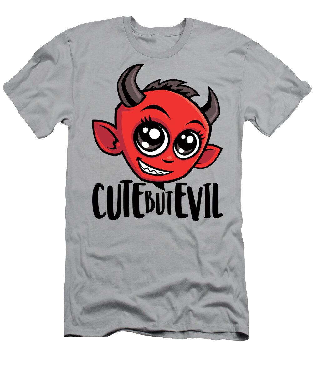 Devil T-Shirt featuring the digital art Cute But Evil by John Schwegel