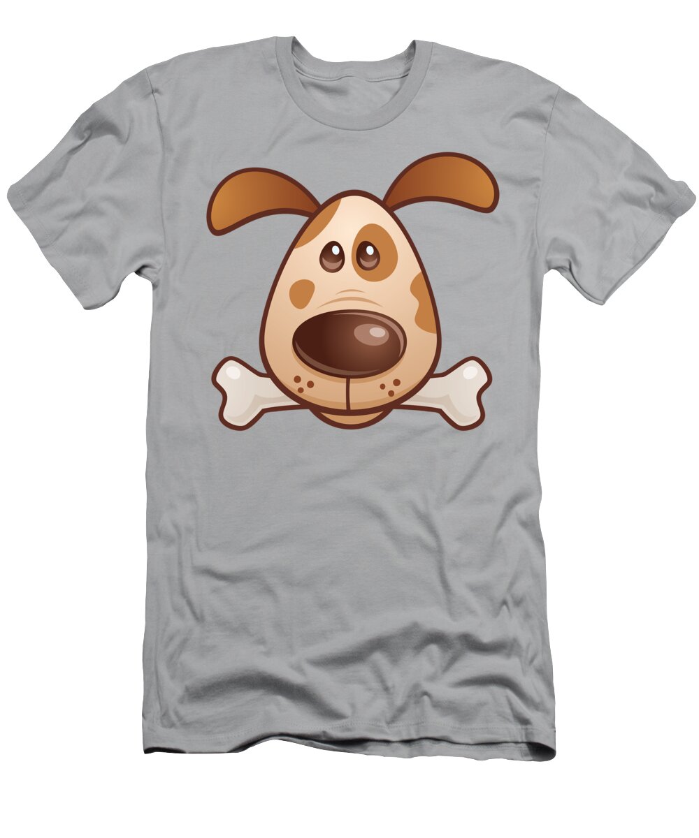 Animal T-Shirt featuring the digital art Cute Puppy with Bone by John Schwegel