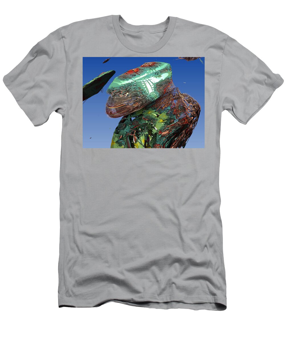 3-d Fractal T-Shirt featuring the digital art Cyborg Ape by Bernie Sirelson