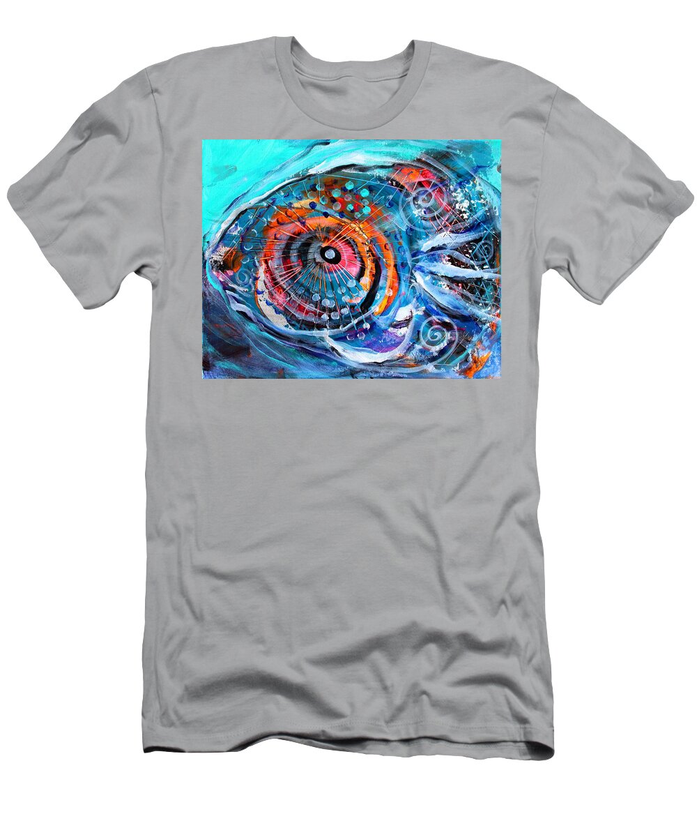 Fish T-Shirt featuring the painting Demo Fish by J Vincent Scarpace