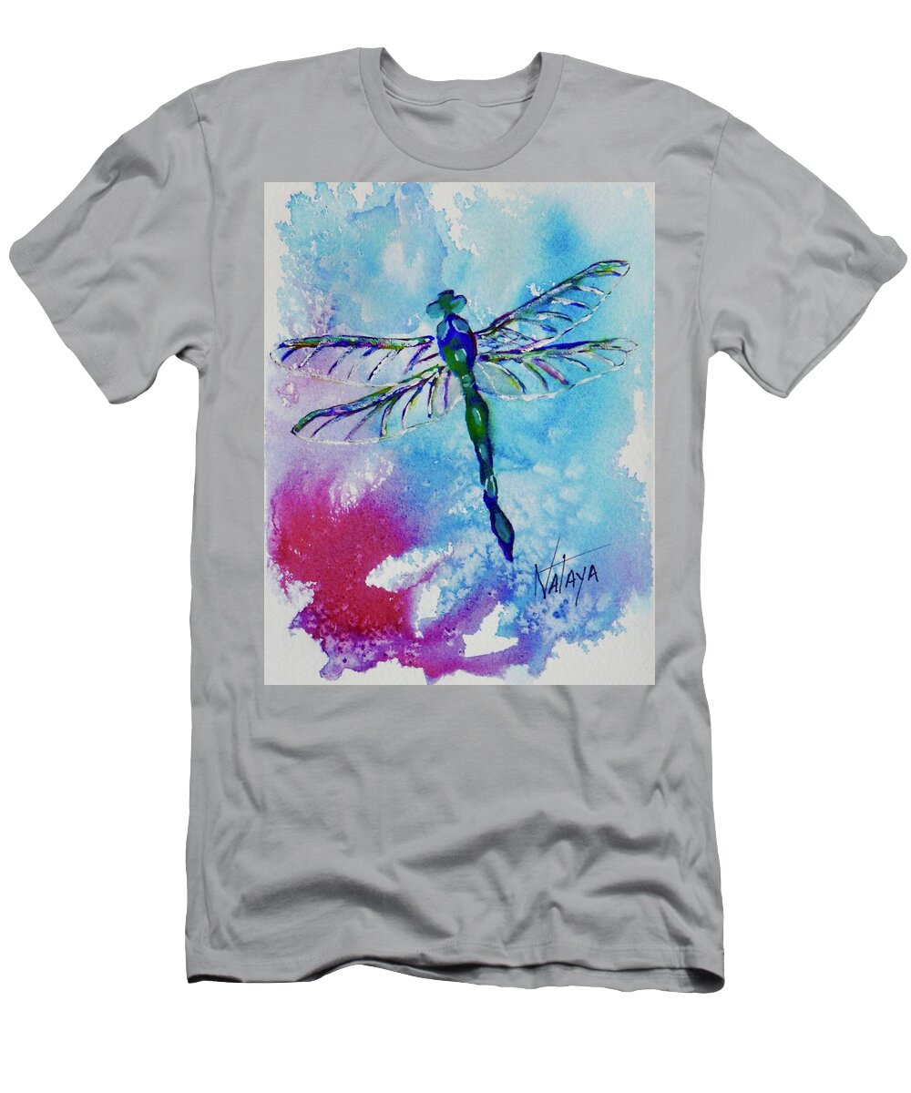 Dragonfly T-Shirt featuring the painting Dragonfly Wings by Nataya Crow