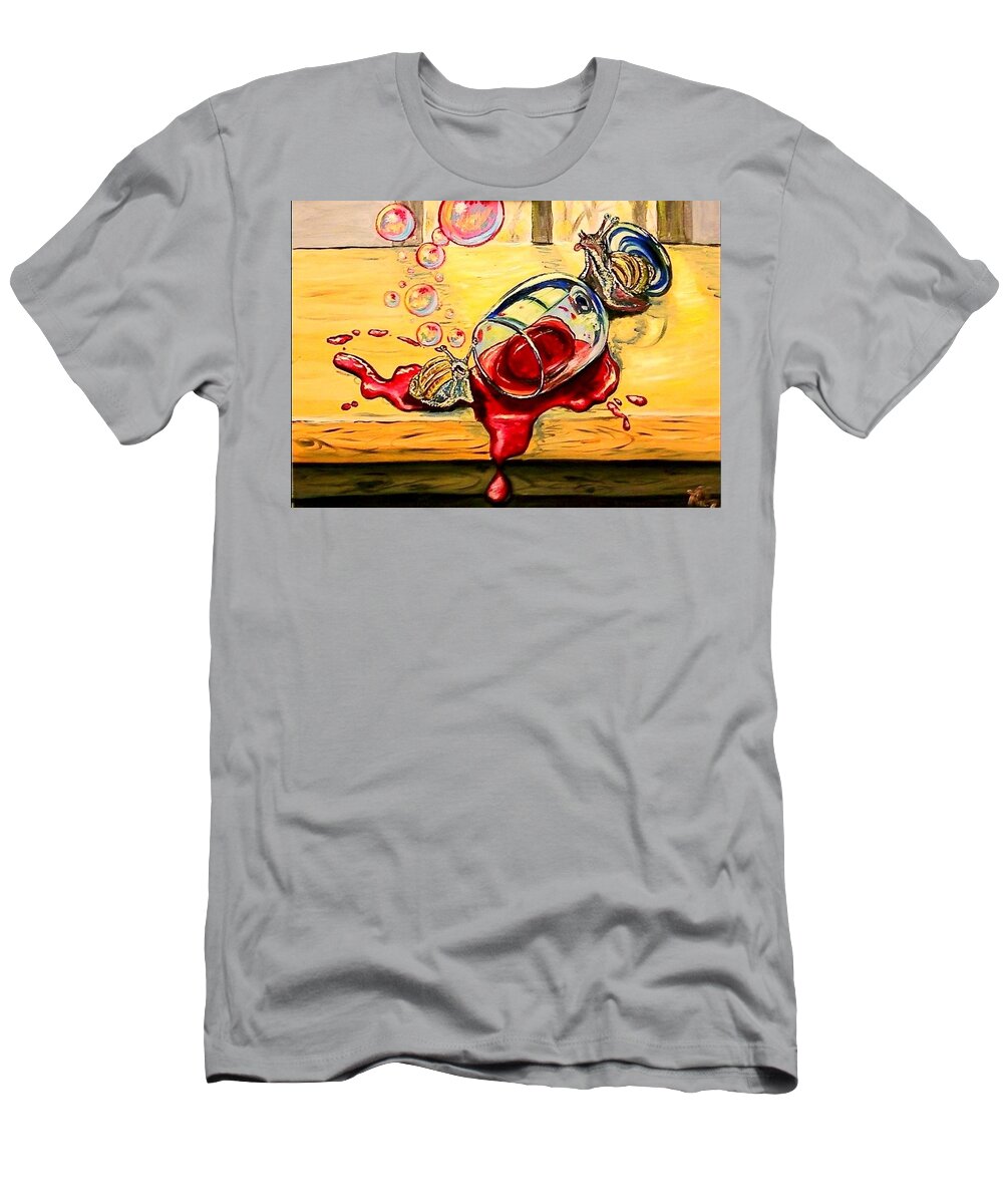 Surrealism T-Shirt featuring the painting Drunken Snails by Alexandria Weaselwise Busen