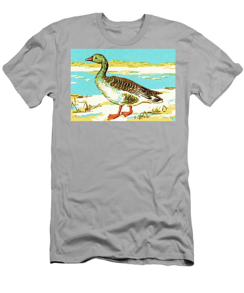 Animal T-Shirt featuring the drawing Duck by CSA Images