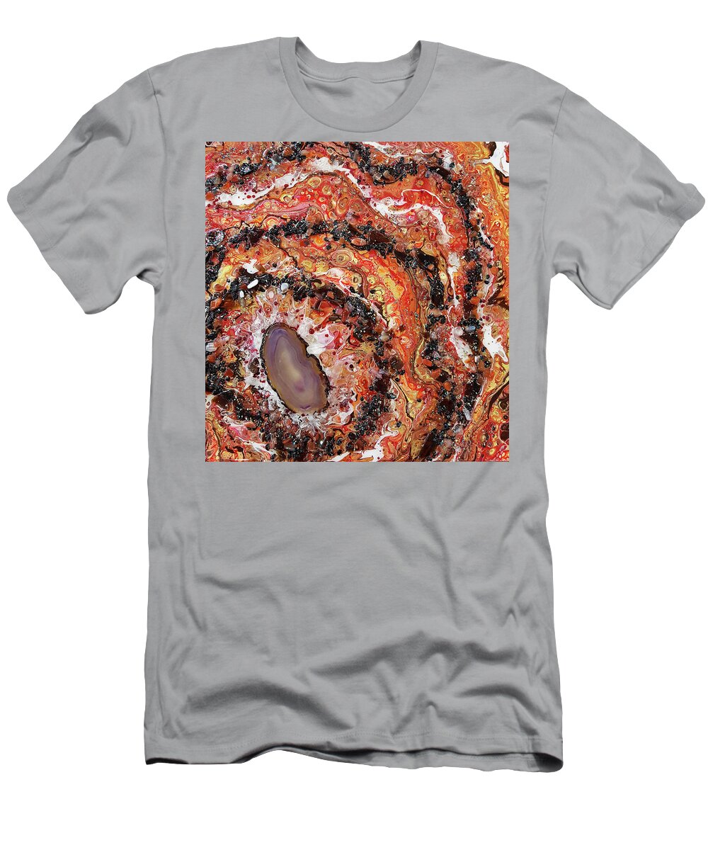 Mixed Media T-Shirt featuring the painting Earth Gems #18W018 by Lori Sutherland