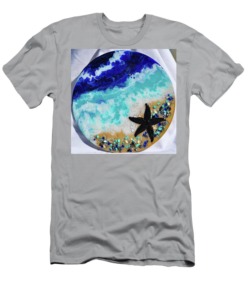 Beach T-Shirt featuring the mixed media Earth Gems #19W168 round by Lori Sutherland