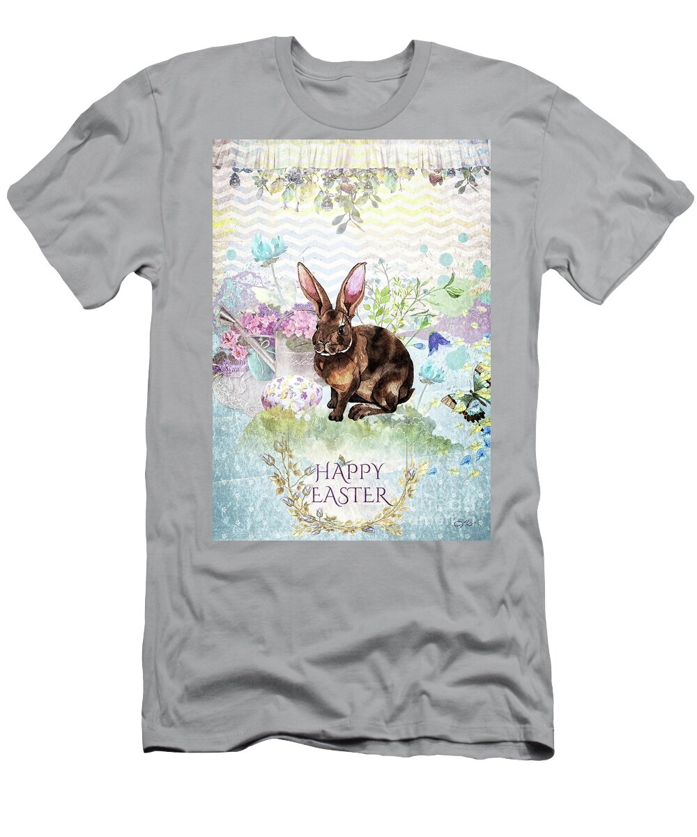 Easter Blue Bells T-Shirt featuring the mixed media Easter Blue Bells by Mo T
