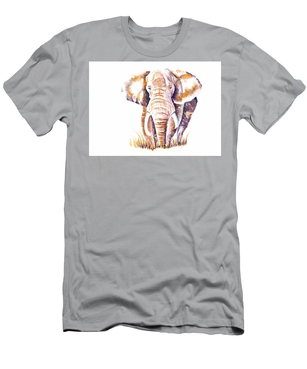Elephant T-Shirt featuring the painting Elephant by Debra Hall