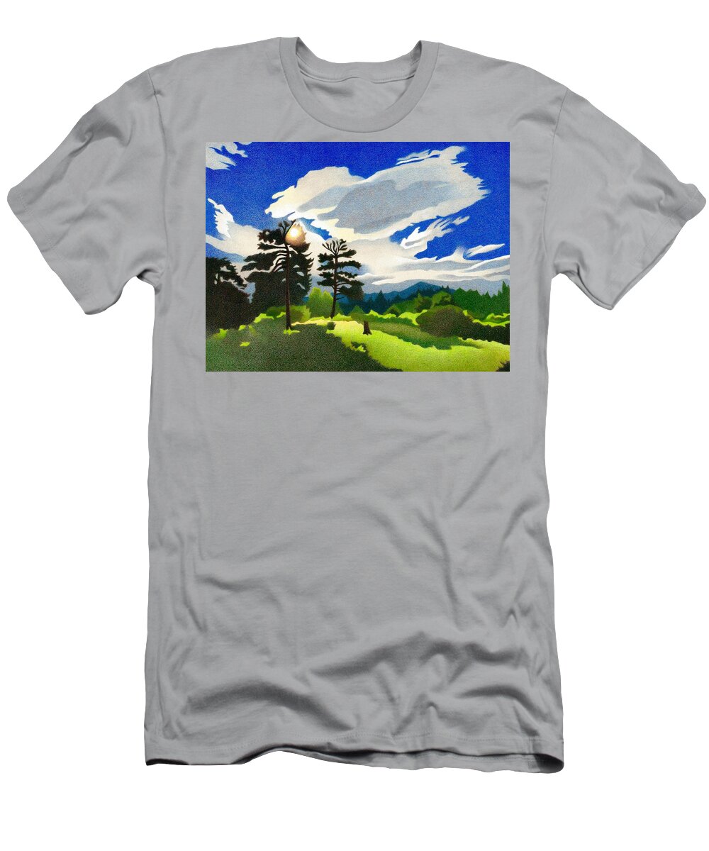 Art T-Shirt featuring the drawing Elk Ridge Twilight by Dan Miller
