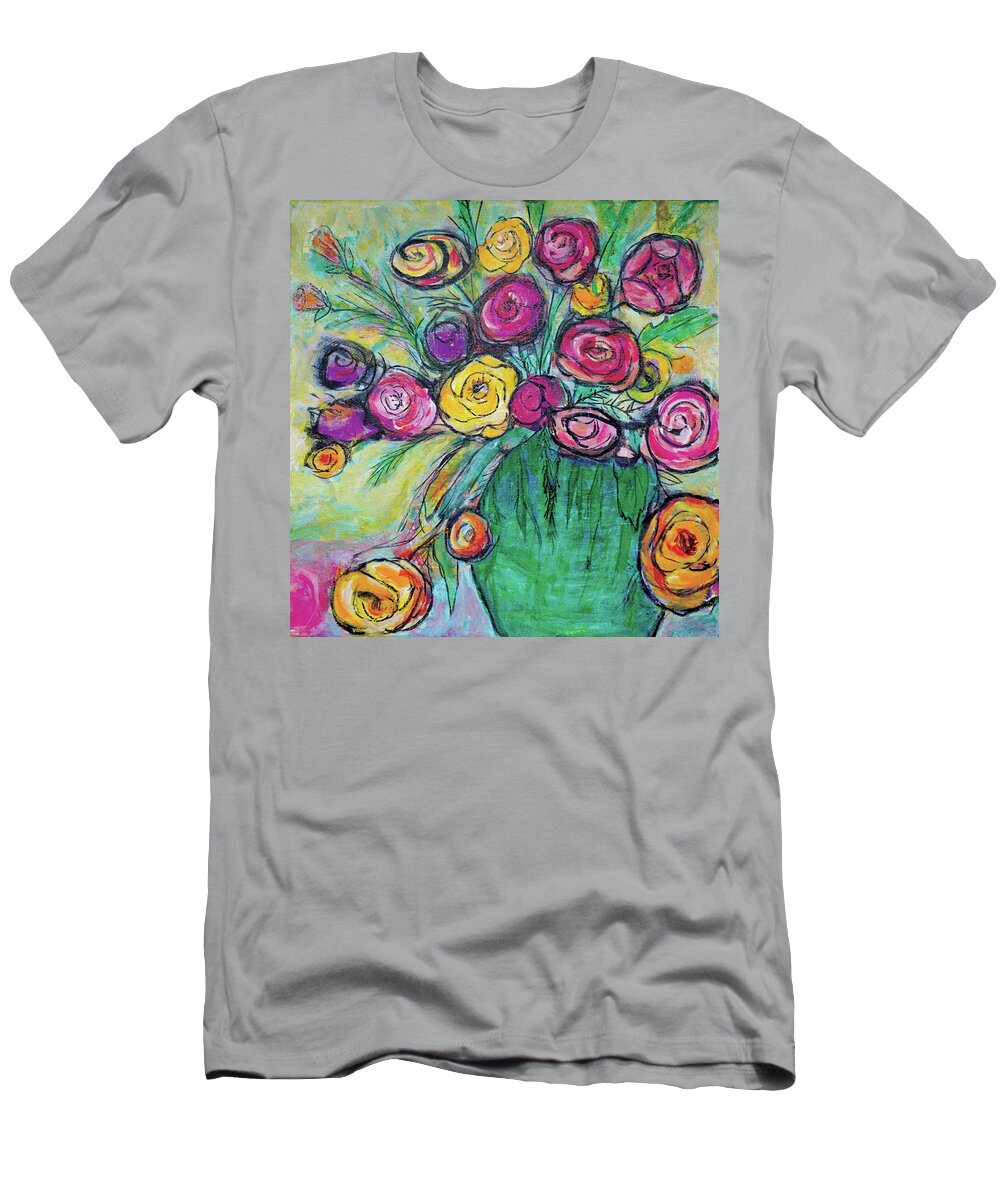 Acrylic T-Shirt featuring the mixed media Falling in Love by Christine Chin-Fook