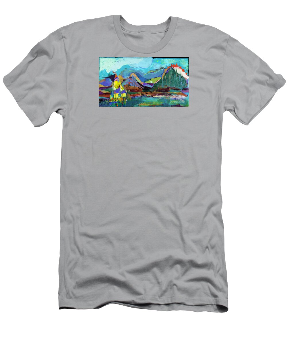 Contemporary Digital Art T-Shirt featuring the mixed media Fantastic Boundaries No. 2 by Zsanan Studio