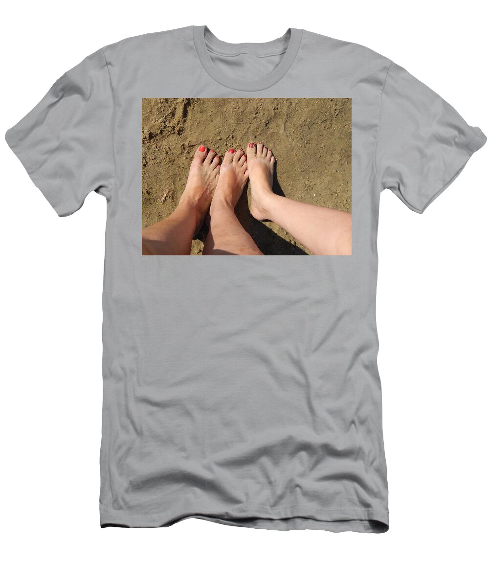 Sand T-Shirt featuring the photograph Feet in the sand by Oleg Prokopenko