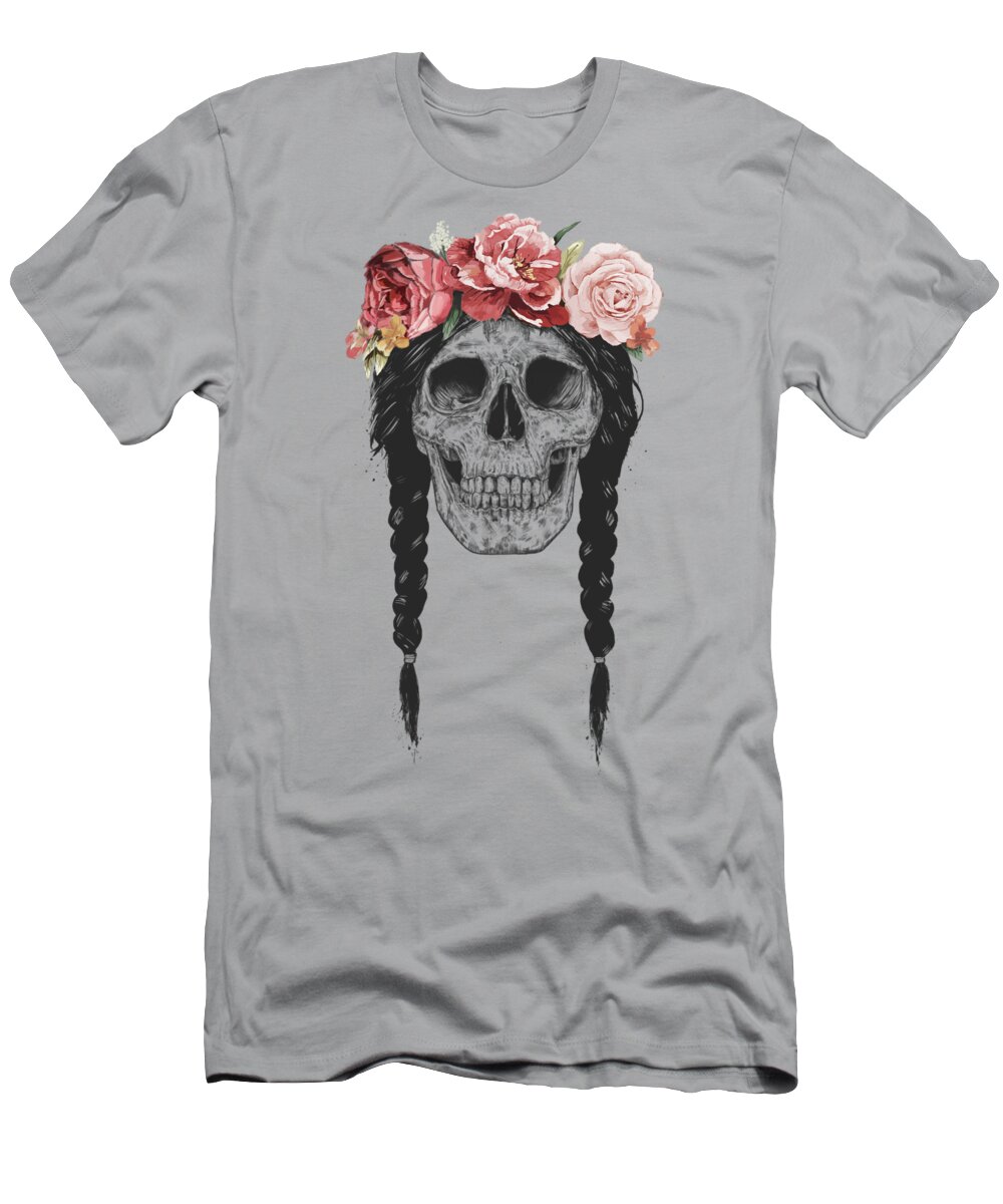 Skull T-Shirt featuring the drawing Festival skull by Balazs Solti