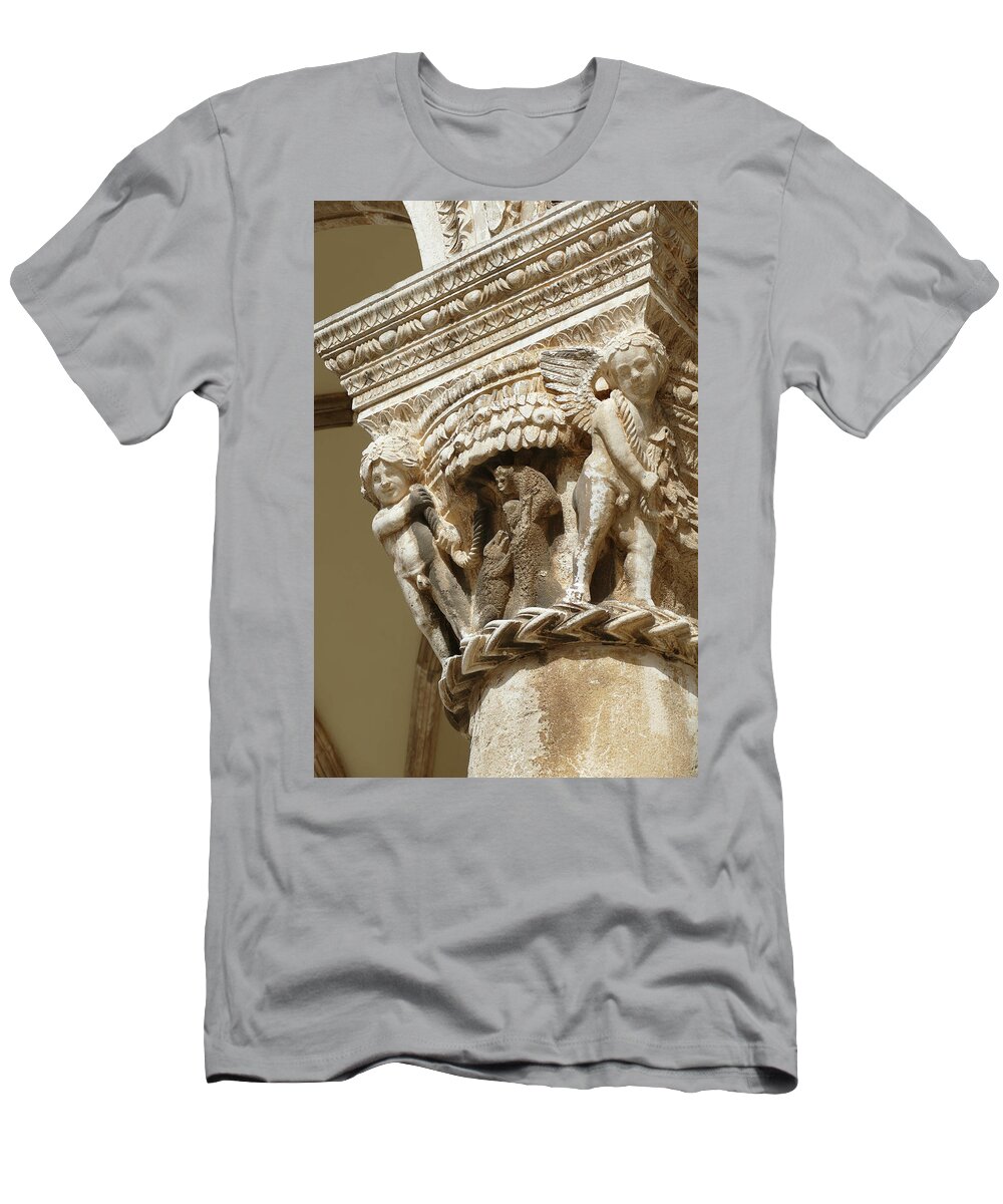 Croatia T-Shirt featuring the photograph Figures on capitals of the Rector's Palace by Steve Estvanik