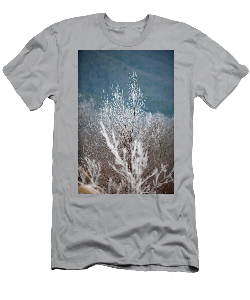 Blue Ridge T-Shirt featuring the photograph Fingers of Hoarfrost by Mark Duehmig