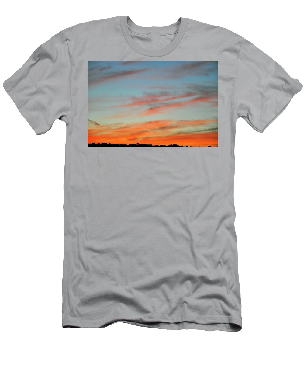 Sunset T-Shirt featuring the photograph Fire In The Sky by Sarah McKoy
