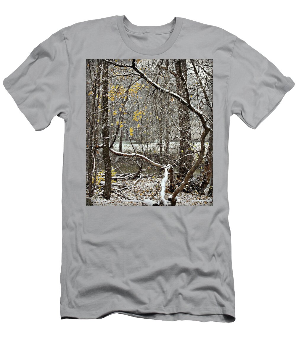 First Snow Fall T-Shirt featuring the photograph First Snow Fall 1 by Cyryn Fyrcyd