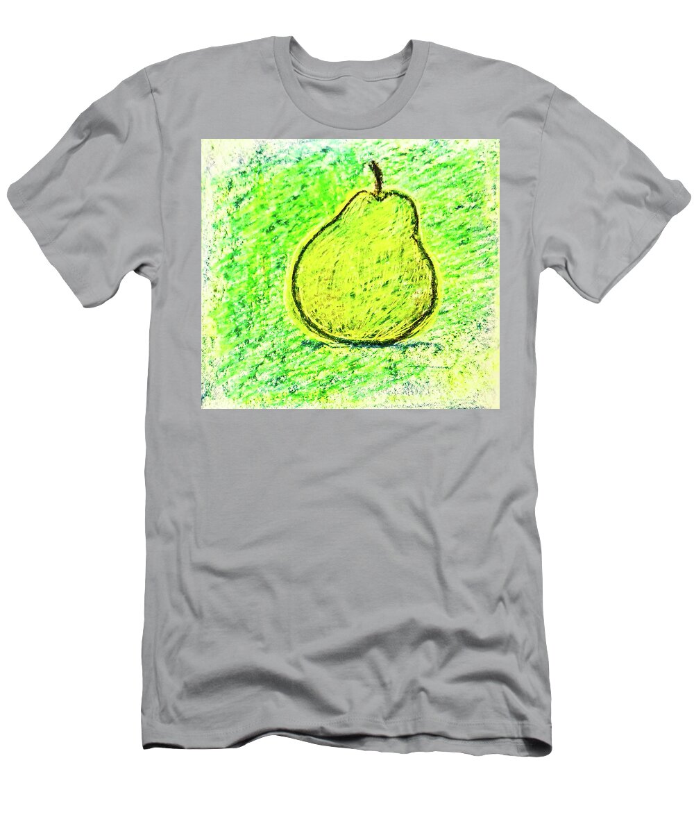 Vegetable T-Shirt featuring the drawing Fluorescent Pear by Asha Sudhaker Shenoy