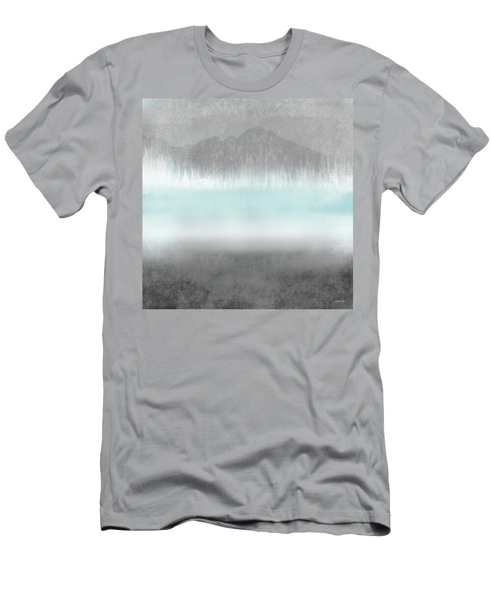 Foggy T-Shirt featuring the painting Foggy Loon Lake II by Dan Meneely