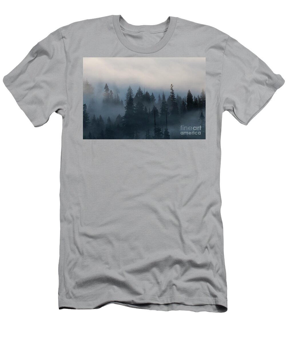 White Pass T-Shirt featuring the photograph Forest Morning Mist by Michael Dawson