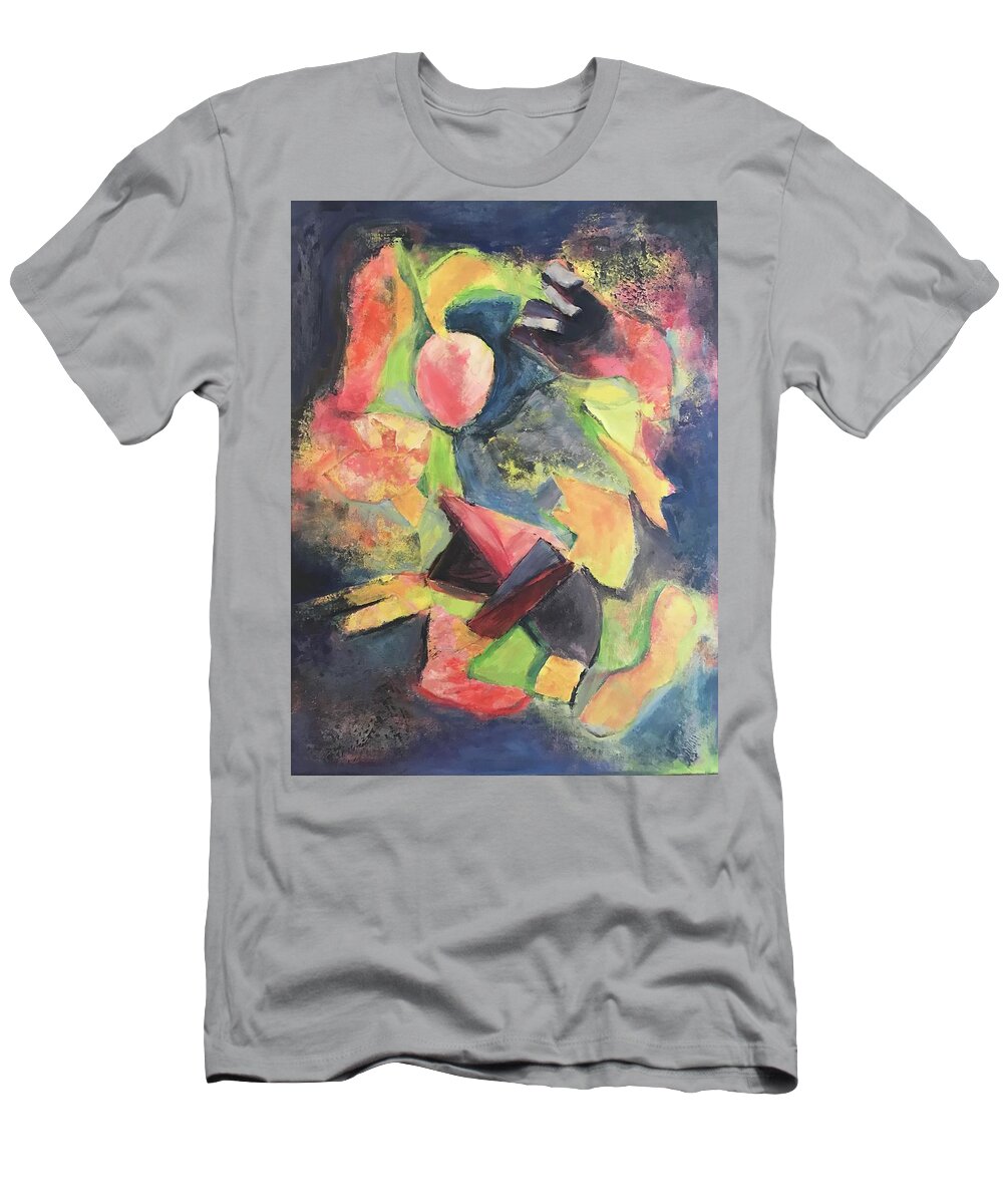 Abstract Mixed Media Collage On Canvas T-Shirt featuring the painting Fragile Earth by Judy Dimentberg
