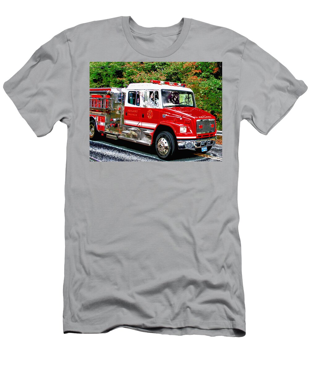 Fire Truck T-Shirt featuring the digital art Friendly Fire by Cliff Wilson