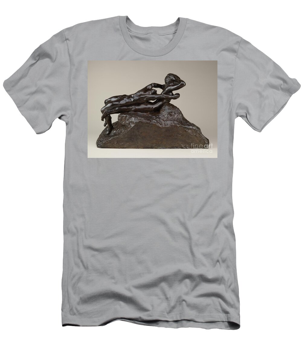 Rodin T-Shirt featuring the sculpture Fugitive Love Amor Fugit By Rodin by Auguste Rodin