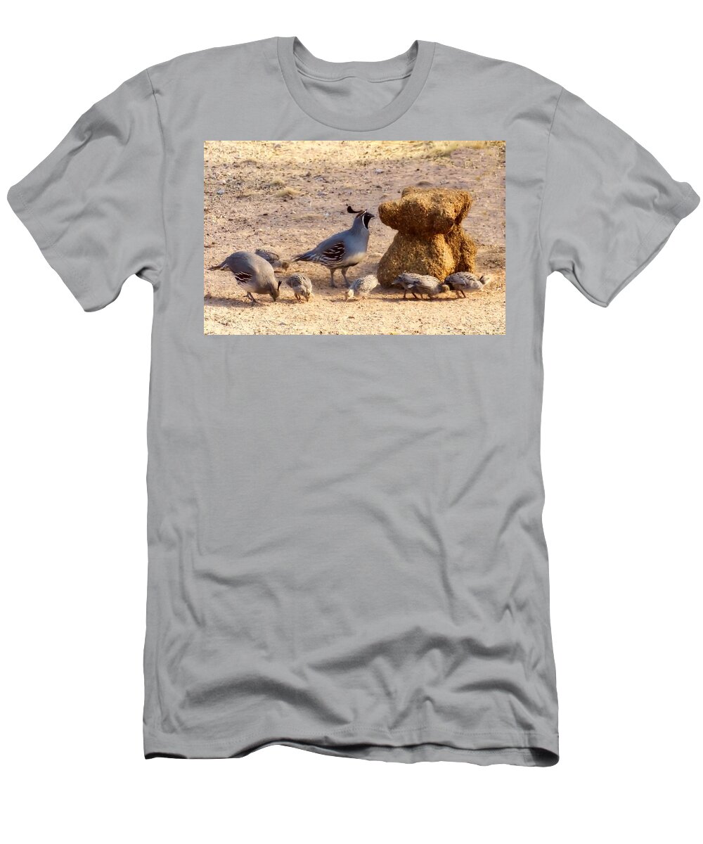 Arizona T-Shirt featuring the photograph Gambel's Quail Family by Judy Kennedy