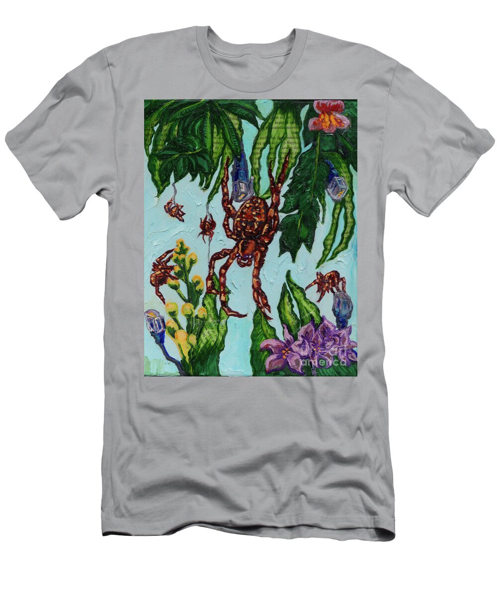 Spider T-Shirt featuring the painting Garden Orbweaver by Emily McLaughlin
