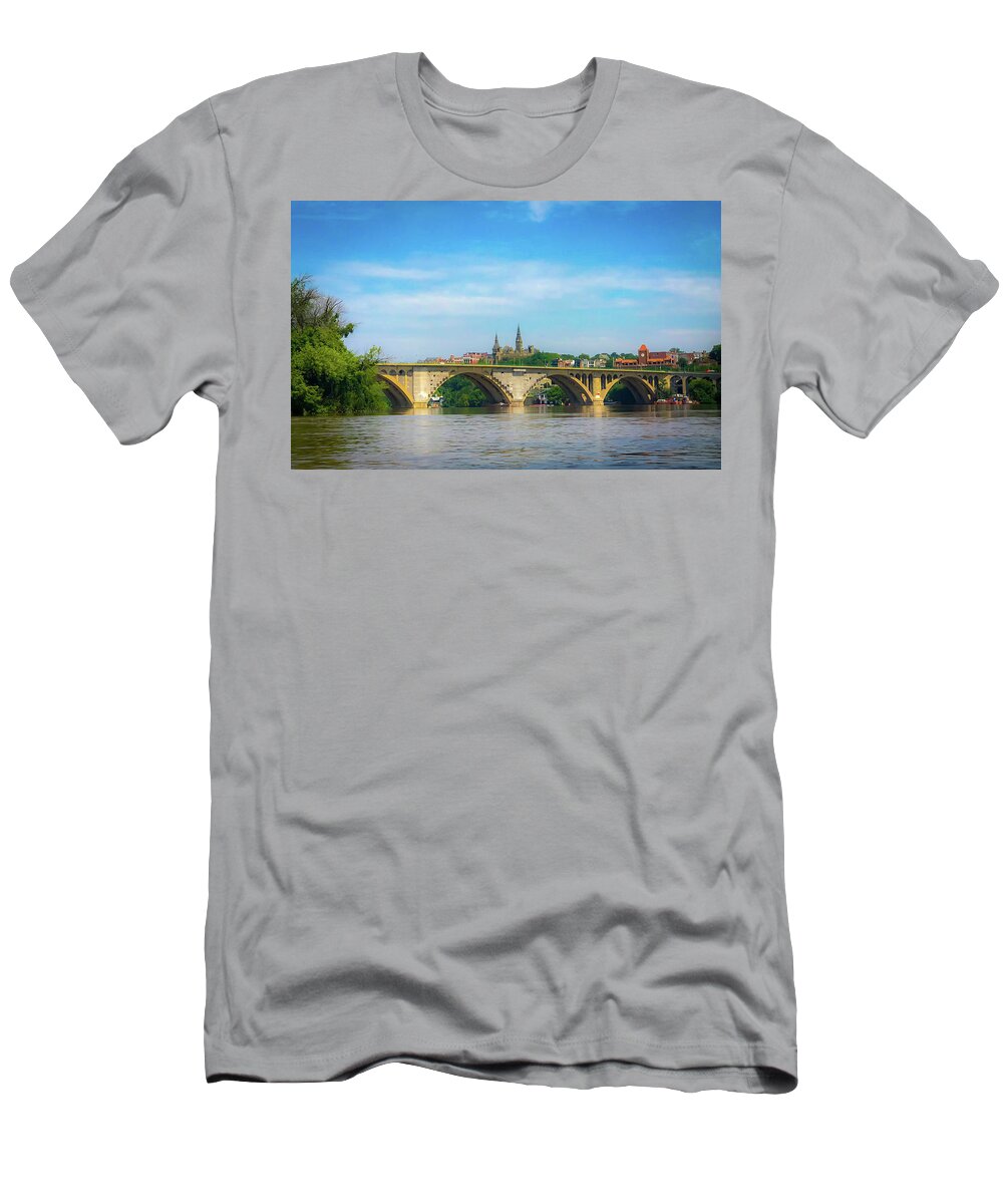 Georgetown T-Shirt featuring the photograph Georgetown from the Potomac by Lora J Wilson