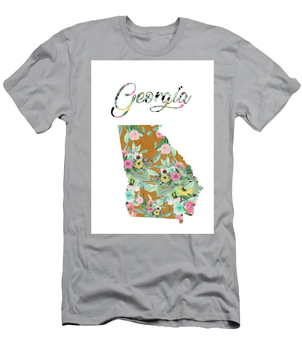 Georgia T-Shirt featuring the mixed media Georgia by Claudia Schoen