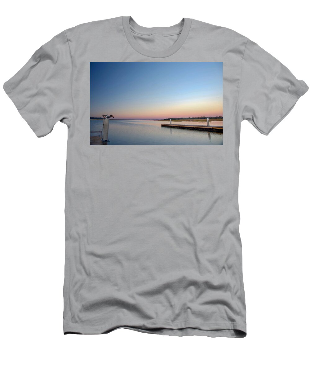 Pelican T-Shirt featuring the photograph Get Off My Dock by Dennis Schmidt