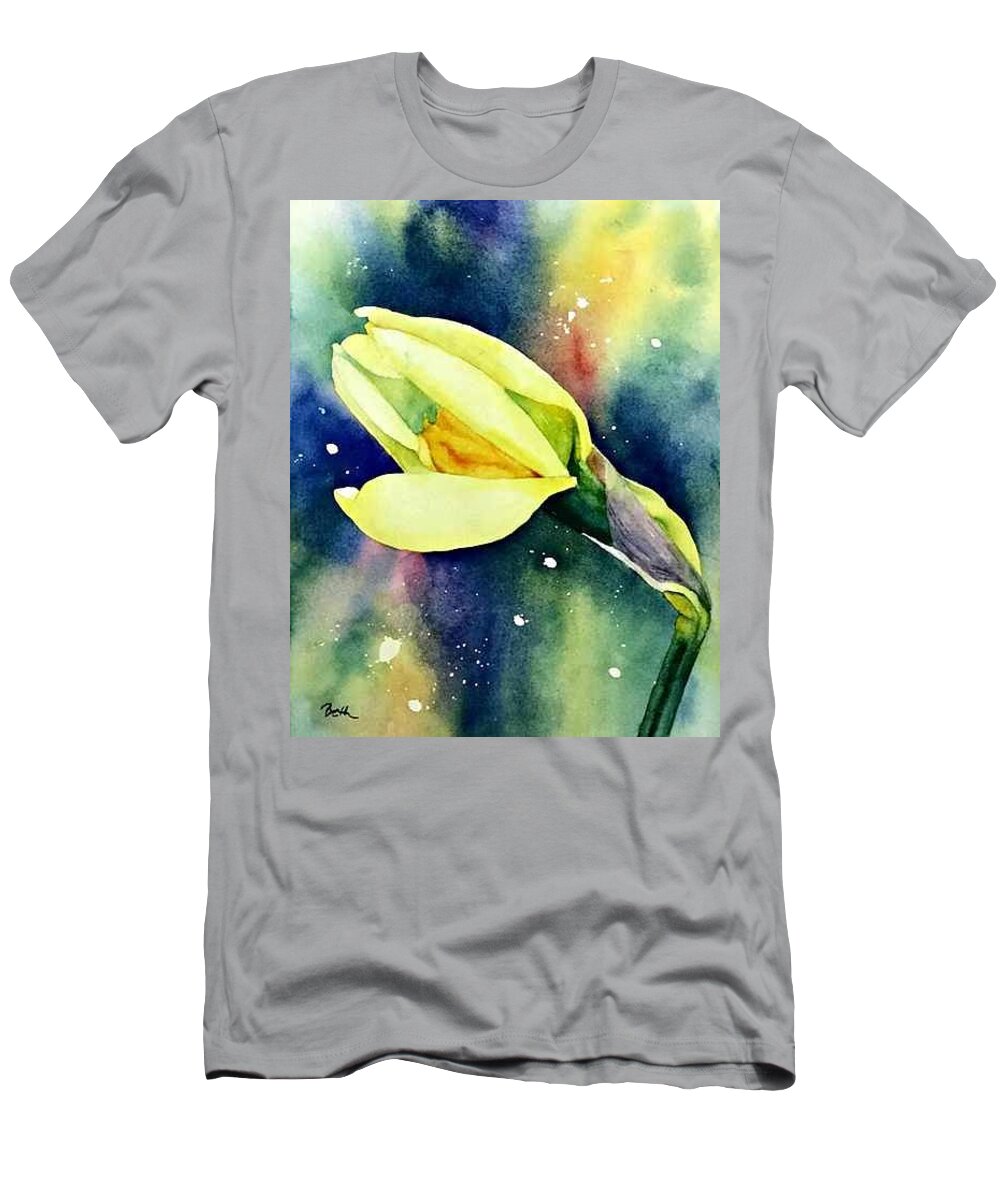 Daffodil T-Shirt featuring the painting Gimme A Day by Beth Fontenot