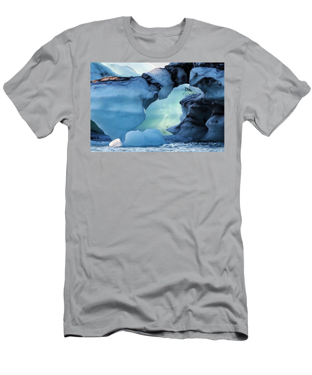 Heike Odermatt T-Shirt featuring the photograph Glacial Jokulsarlon Lake by Heike Odermatt