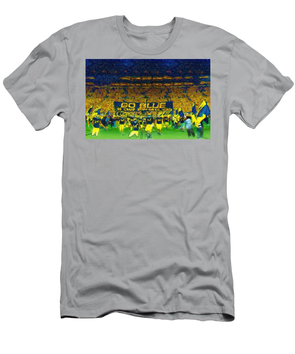 Banner T-Shirt featuring the painting Glory at The Big House by John Farr