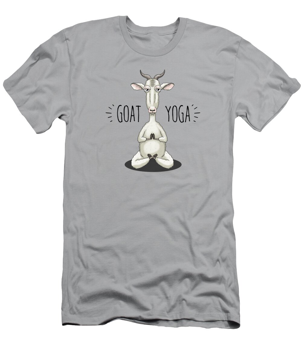 Goat Yoga T-Shirt featuring the digital art GOAT YOGA - Meditating Goat by Laura Ostrowski