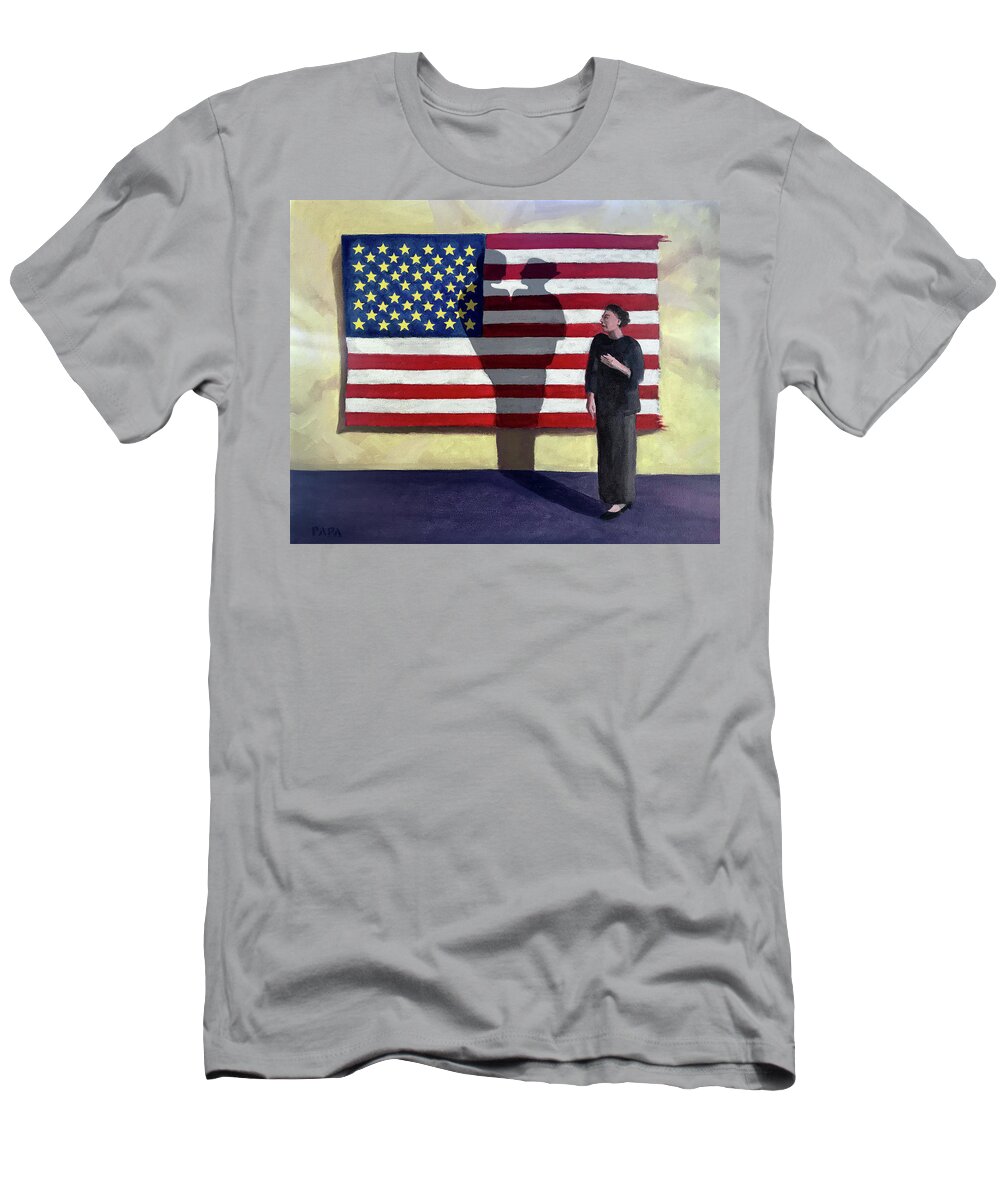 Gold Star Mothers T-Shirt featuring the painting Gold Stars America by Ralph Papa