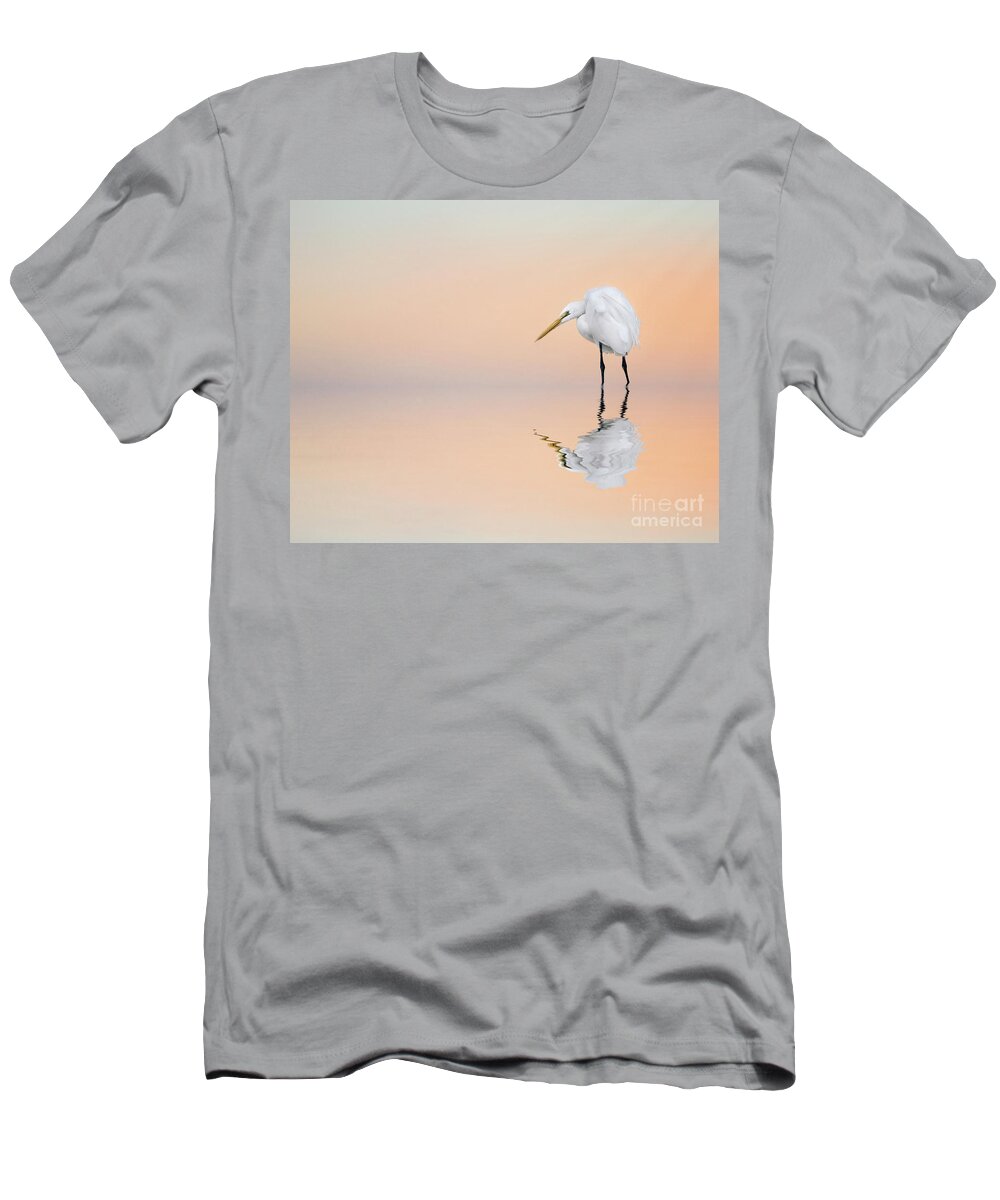 Great Egret T-Shirt featuring the photograph Great Egret Reflecting by Brian Tarr