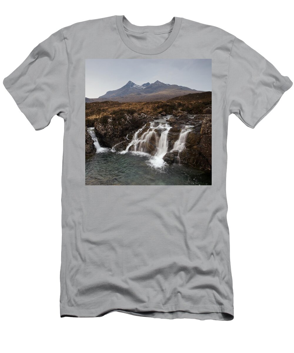 Sligachan T-Shirt featuring the photograph Grey Skies over the Cuillin by Stephen Taylor