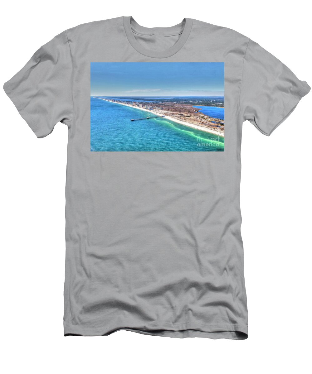  T-Shirt featuring the photograph GSP Pier and Beach by Gulf Coast Aerials -