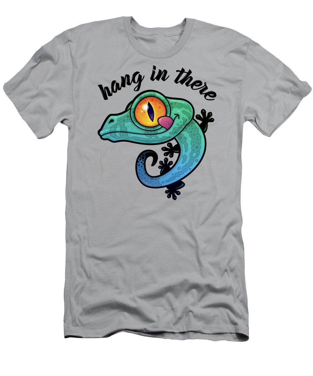 Lizard T-Shirt featuring the digital art Hang In There Colorful Gecko by John Schwegel