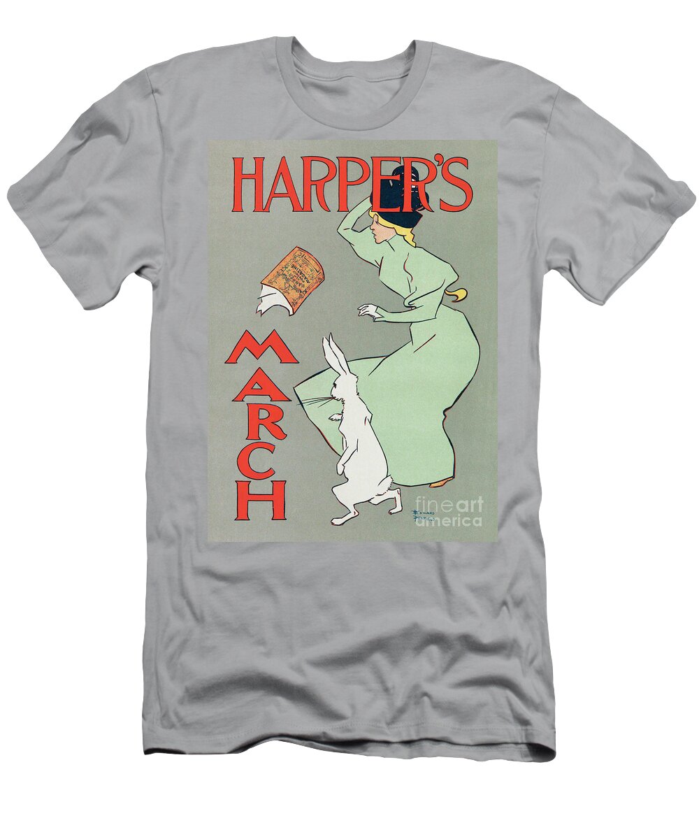 Edward Penfield T-Shirt featuring the painting Harpers, March 1895 by Edward Penfield