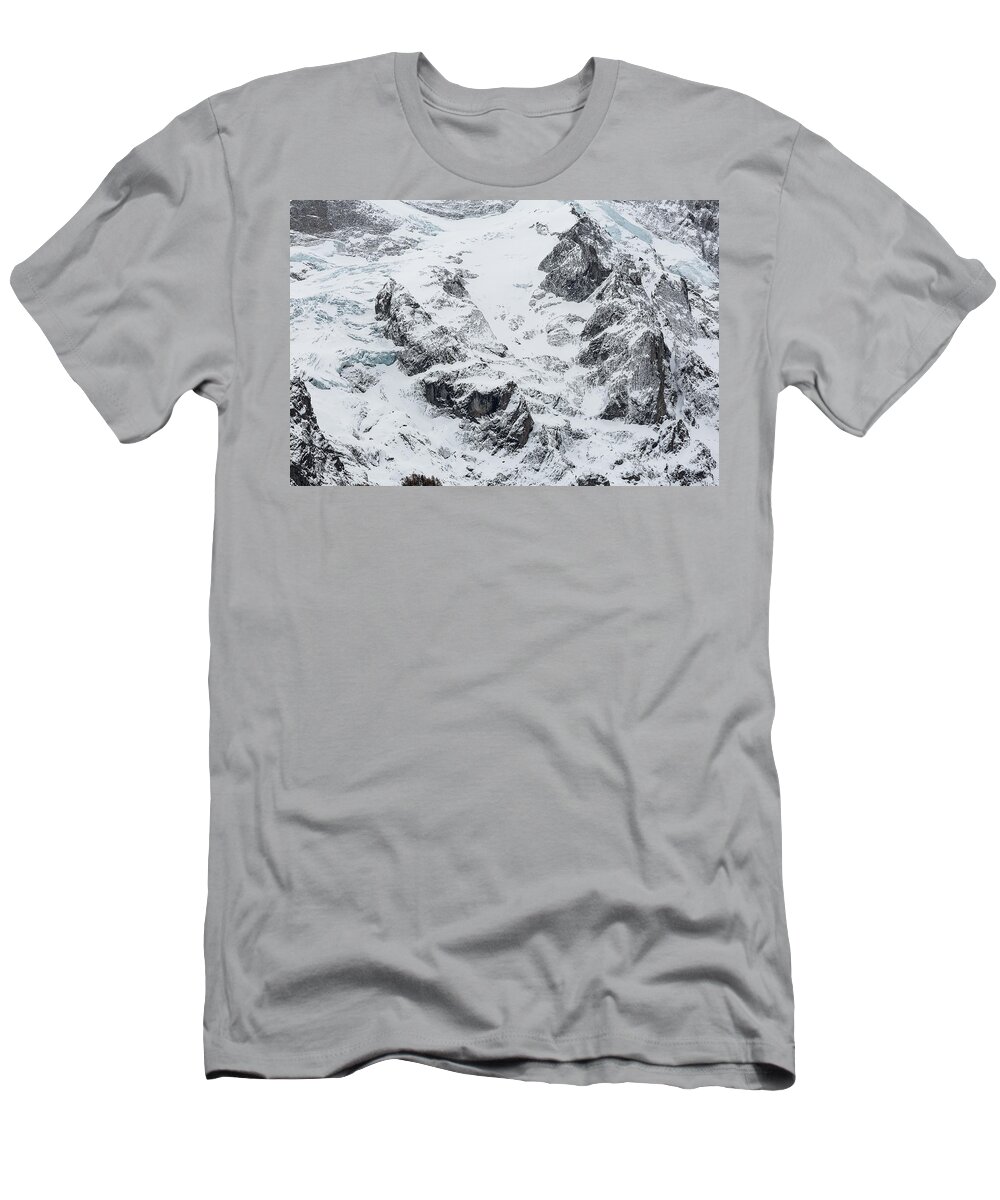 Mountain Landscape T-Shirt featuring the photograph Ice and rocks - 3 - French Alps by Paul MAURICE