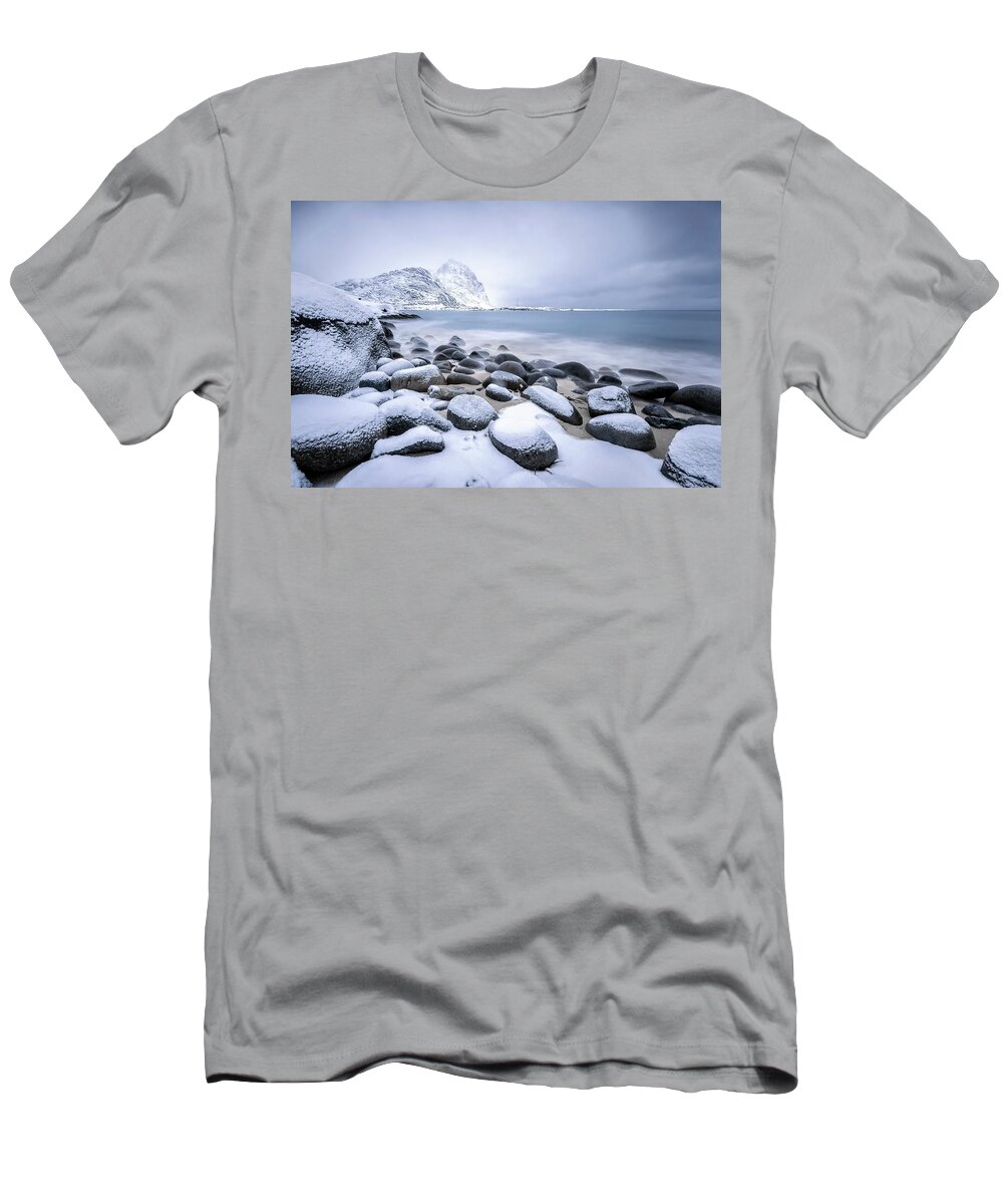 Estock T-Shirt featuring the digital art Icy Sea In Pollen Vareid, Norway by Clickalps