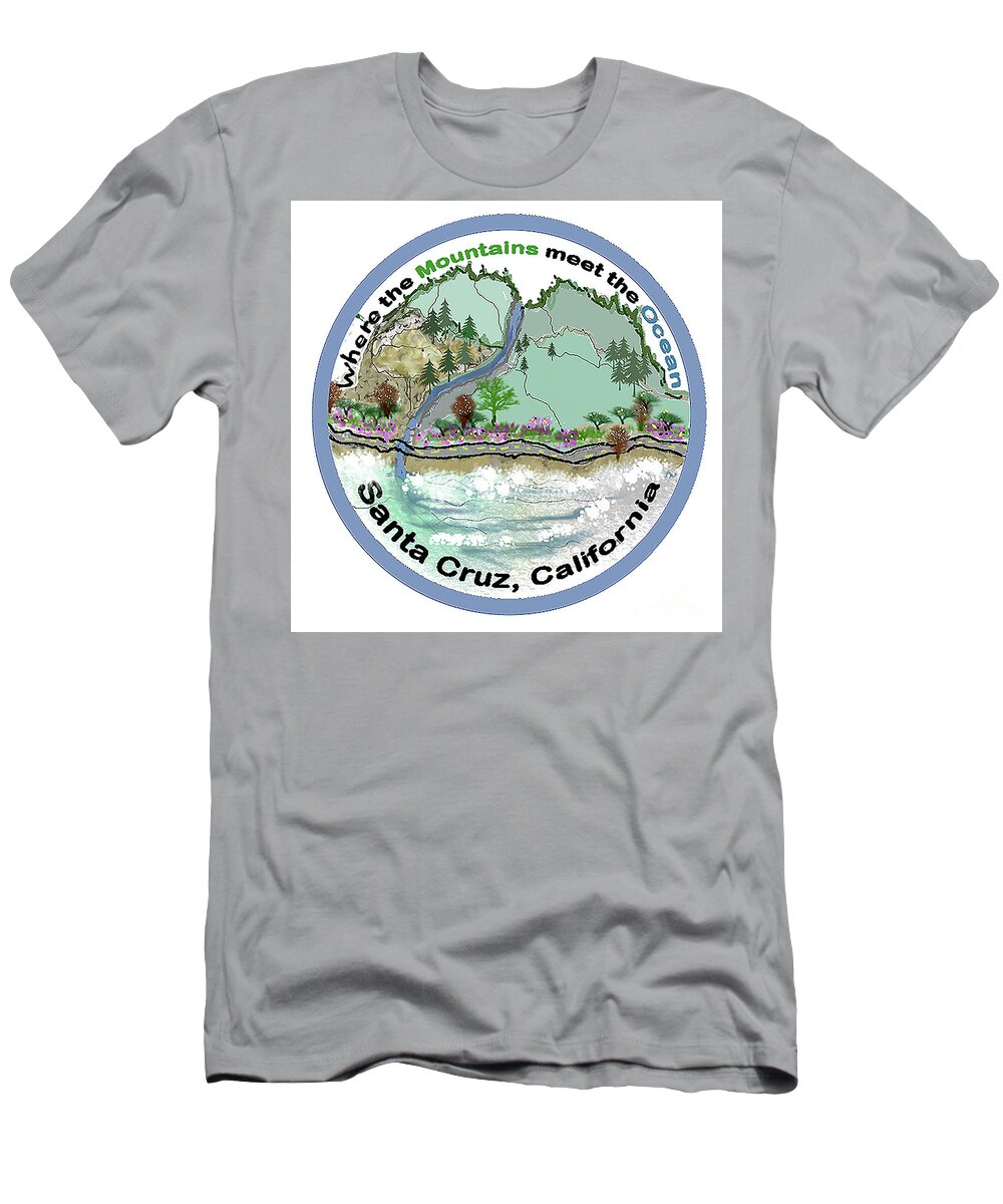 Santa Cruz Mountains T-Shirt featuring the mixed media Intersection by Ruth Dailey