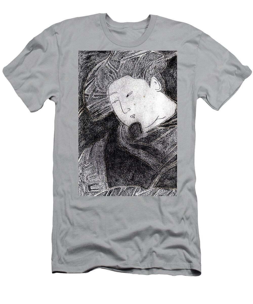 Japanese T-Shirt featuring the drawing Japanese Print Pencil Drawing 11 by Edgeworth Johnstone
