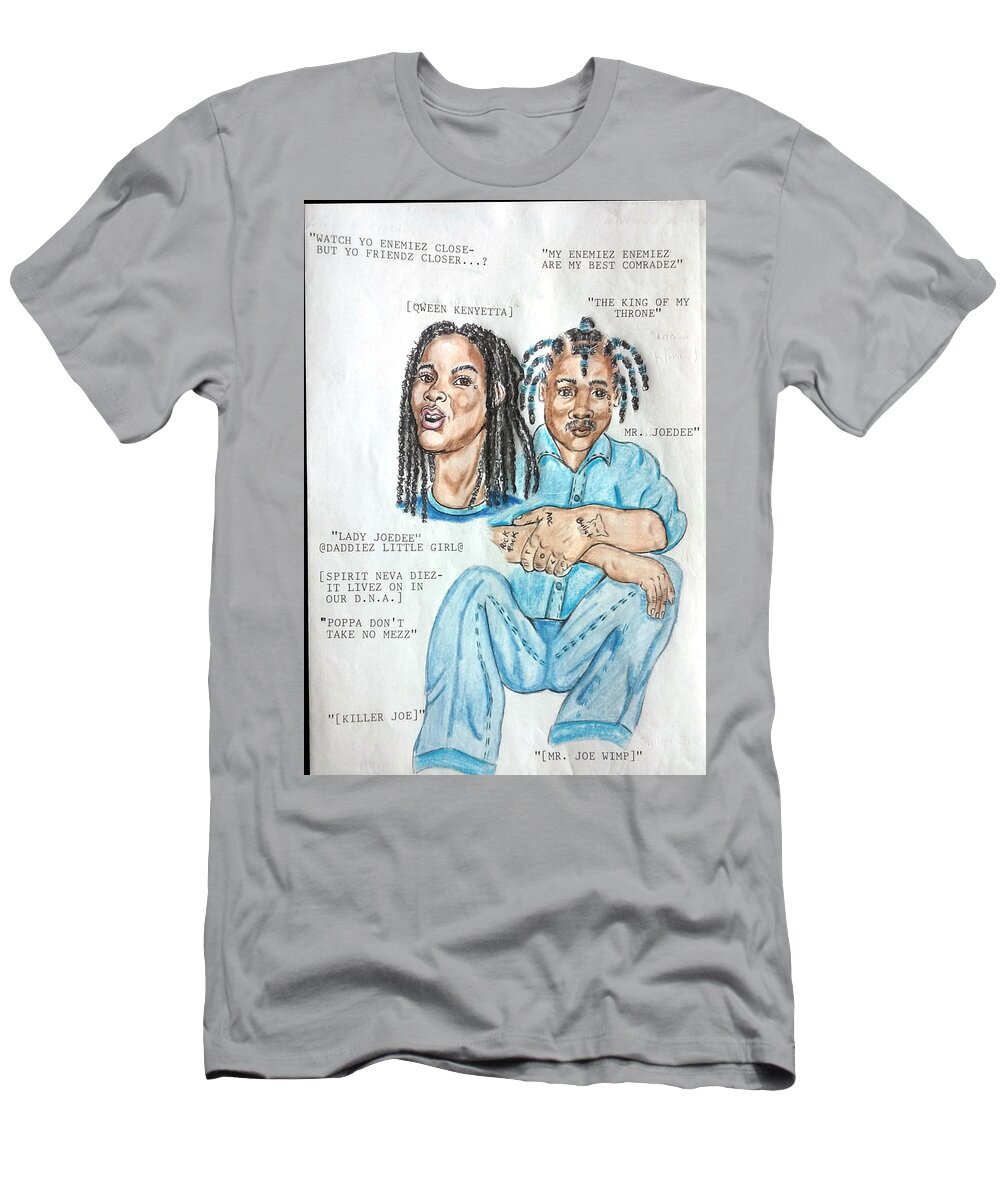 Black Art T-Shirt featuring the drawing Joedee featuring Qween Kenyetta by Joedee