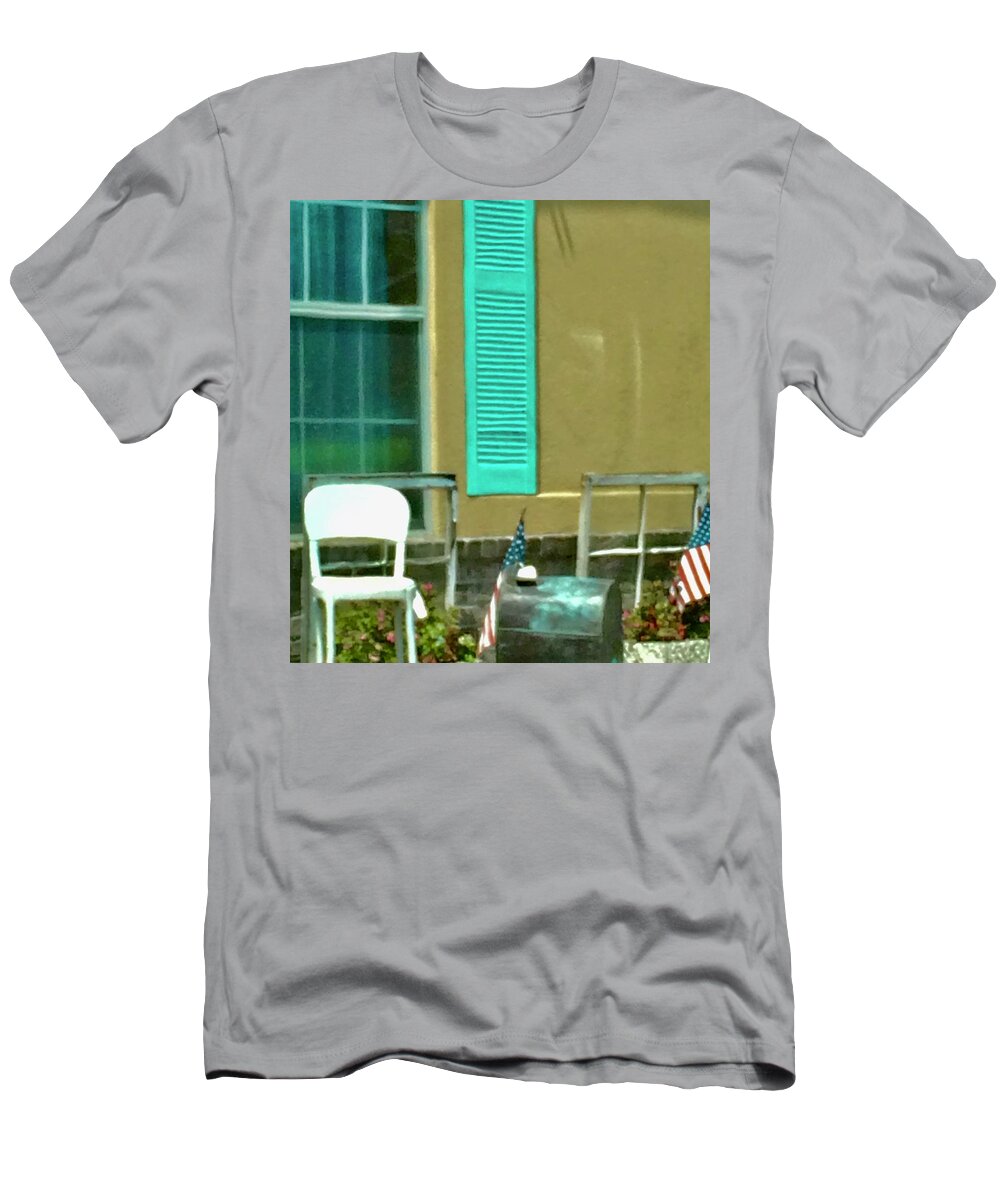 July T-Shirt featuring the photograph July 4 Front Yard Cookout by Debra Grace Addison